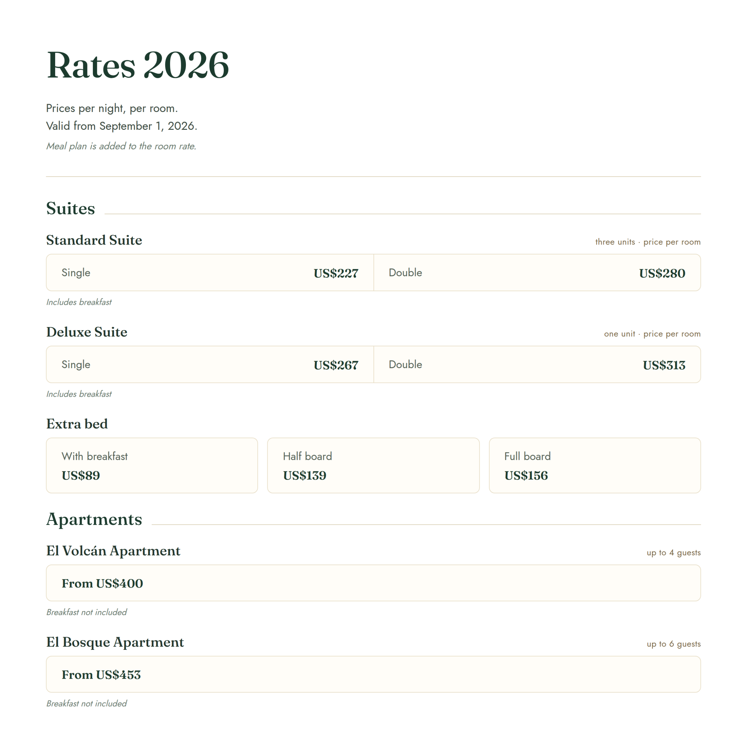 Kila Tai Tai Lodge - Rates 2026